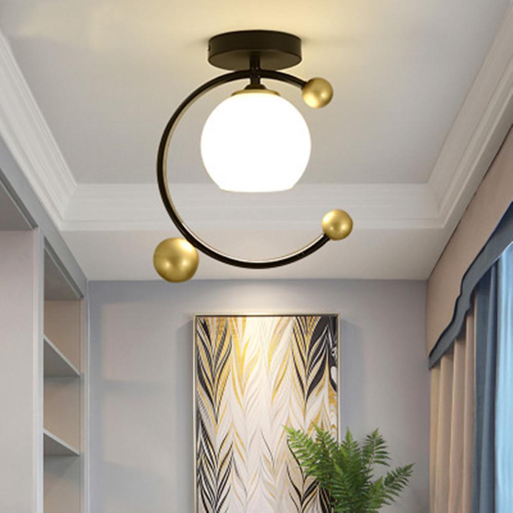 Artistic Metal Glass Flush Mount Light over Kitchen Sink Globe Circle LED Ceiling Lights