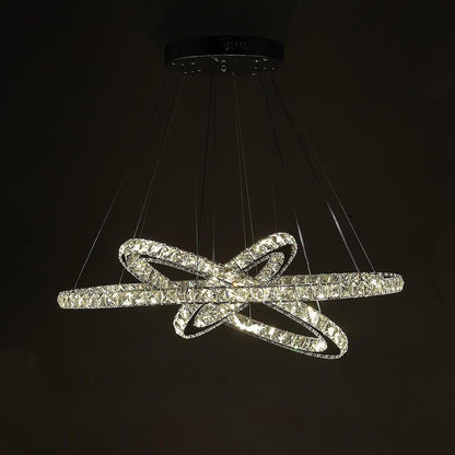 Interwoven Geometrical Circle Crystal Chandeliers for Living Room