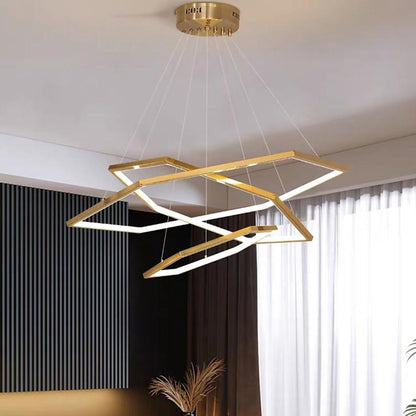 Geometric Ring Electroplated Stainless Steel LED Modern Chandelier Pendant Light