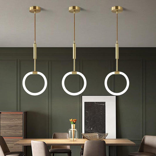 Circle LED Gold Modern Pendant Light Hanging Lamp Island Lights Chandelier