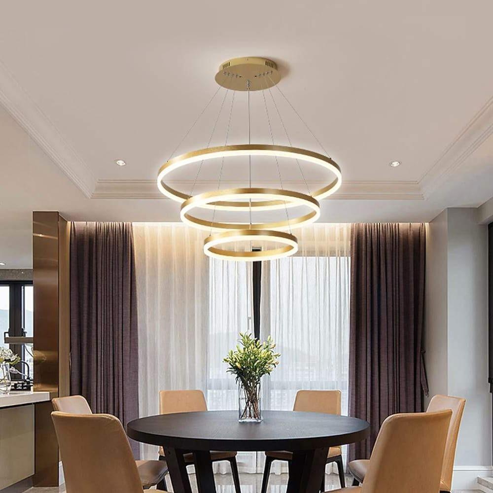 3 Circle Graduated Bedroom Pendant Lights Remote Control Pendant Lighting