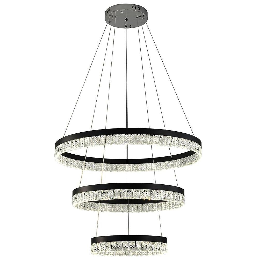 3 Tiered Circles LED Crystal Modern Chandeliers Pendant Light Hanging Lamp