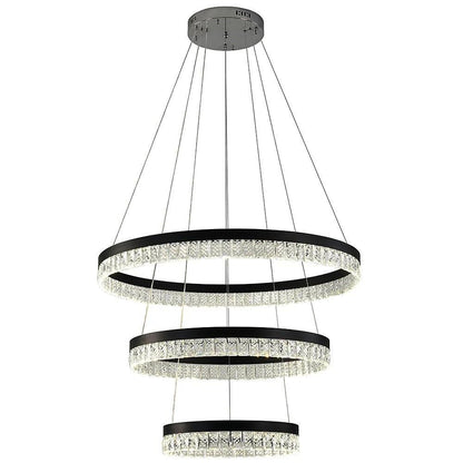 3 Tiered Circles LED Crystal Modern Chandeliers Pendant Light Hanging Lamp