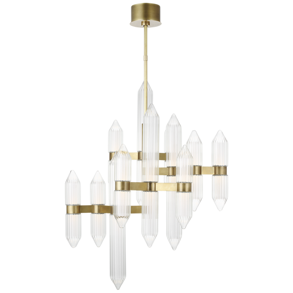 Medium Chandelier, 12-Light, LED, Plated Brass, 40.5"H (700LGSN31BR-LED927 70PGDKX)