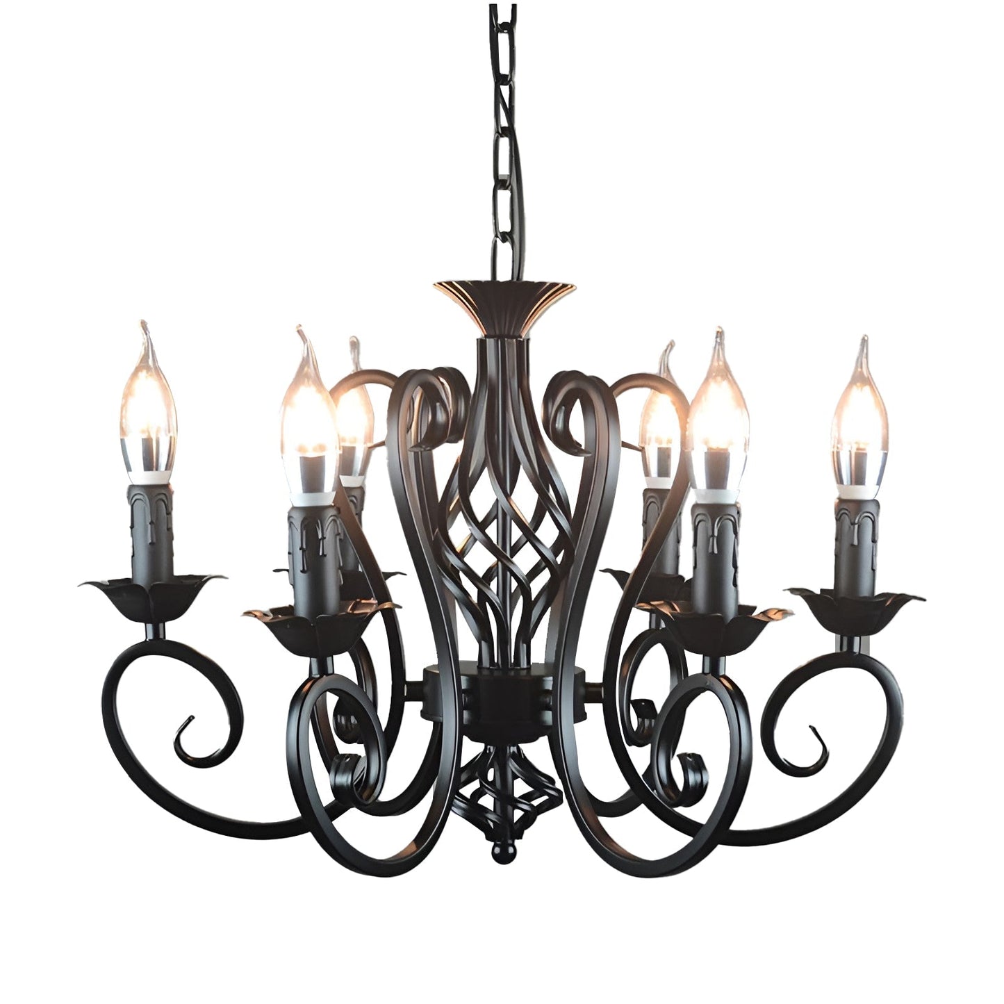 Iron Black Farmhouse Chandelier Candelabra Chandelier Living Room Light Fixtures