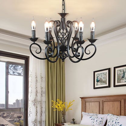 Iron Black Farmhouse Chandelier Candelabra Chandelier Living Room Light Fixtures