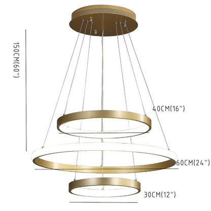 Circles Dimmable LED Adjustable Gold Contemporary Chandeliers Island Lights