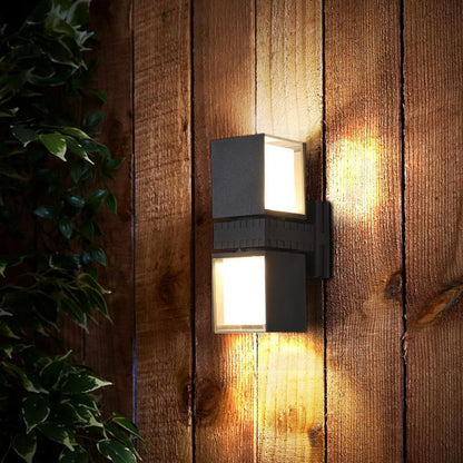 Adjustable Square Lamps Up And Down Lighting Black Outdoor Wall Lights