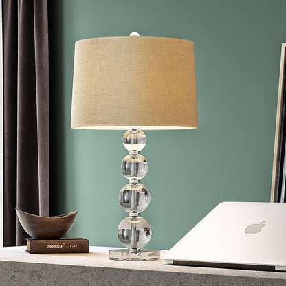 25 inch Light-Through Stacked Spheres Crystal Table Lamp