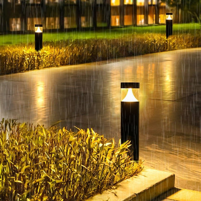 Round Aluminum LED Waterproof Black Modern Outdoor Light Post Lamp