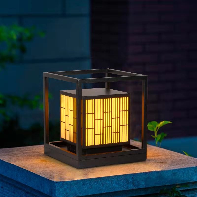 Vintage Window Grilles Decor Waterproof Modern Solar Lights Outdoor Post Lamp