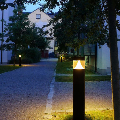 Round Aluminum LED Waterproof Black Modern Outdoor Light Post Lamp