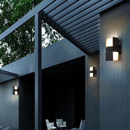 Adjustable Square Lamps Up And Down Lighting Black Outdoor Wall Lights