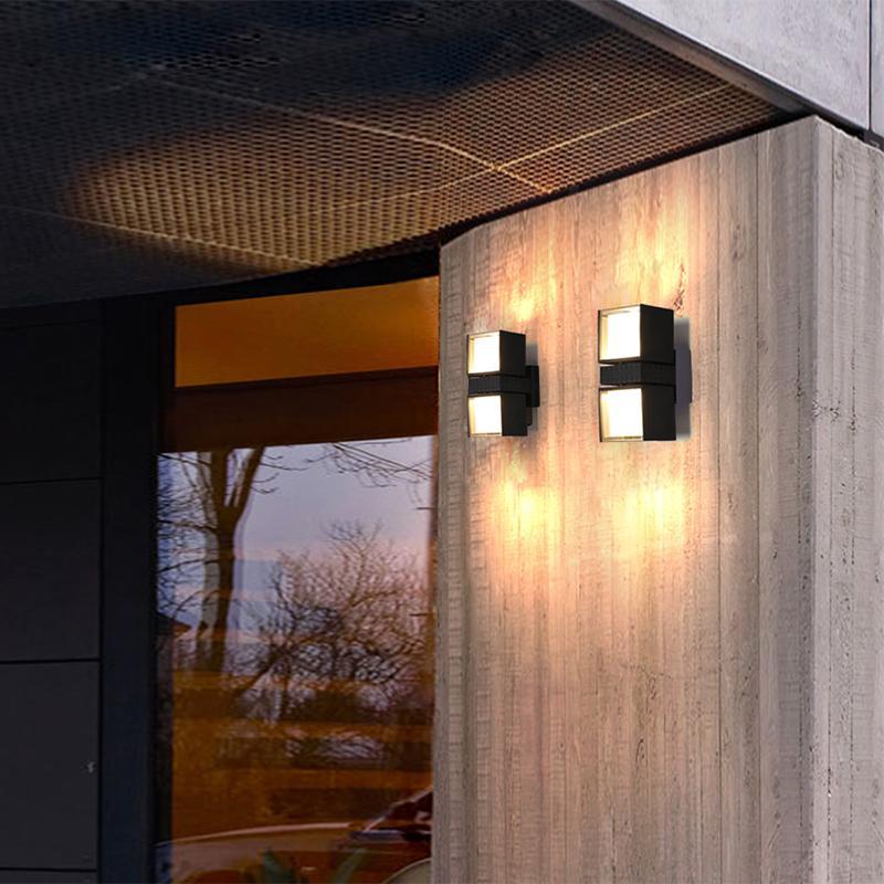 Adjustable Square Lamps Up And Down Lighting Black Outdoor Wall Lights