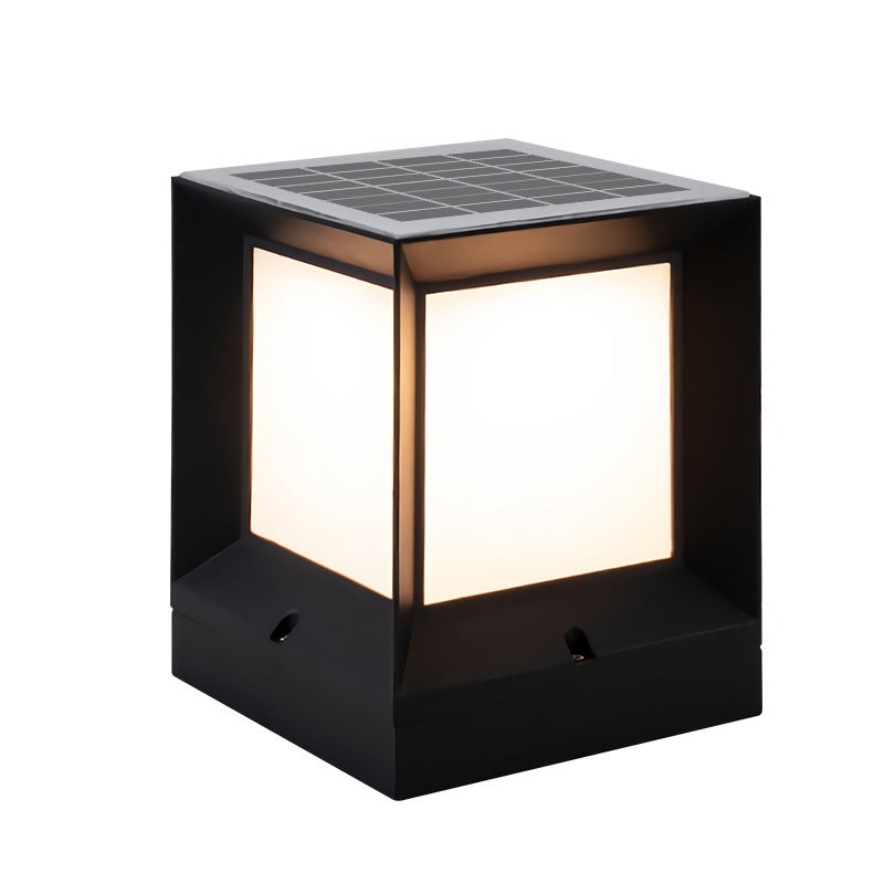 Square Creative Black Waterproof Modern Solar Lights Outdoor Post Lamp