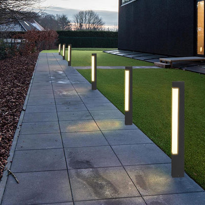 Square Tall Pillar Aluminum LED Waterproof Black Modern Pathway Lights