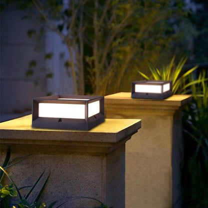 Square Waterproof Black Modern Solar Lights Outdoor Fence Post Lights