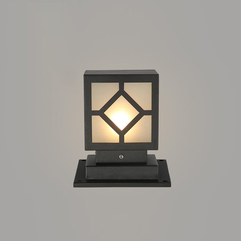 Square Stainless Steel LED Waterproof Black Modern Outdoor Light Post Lamp