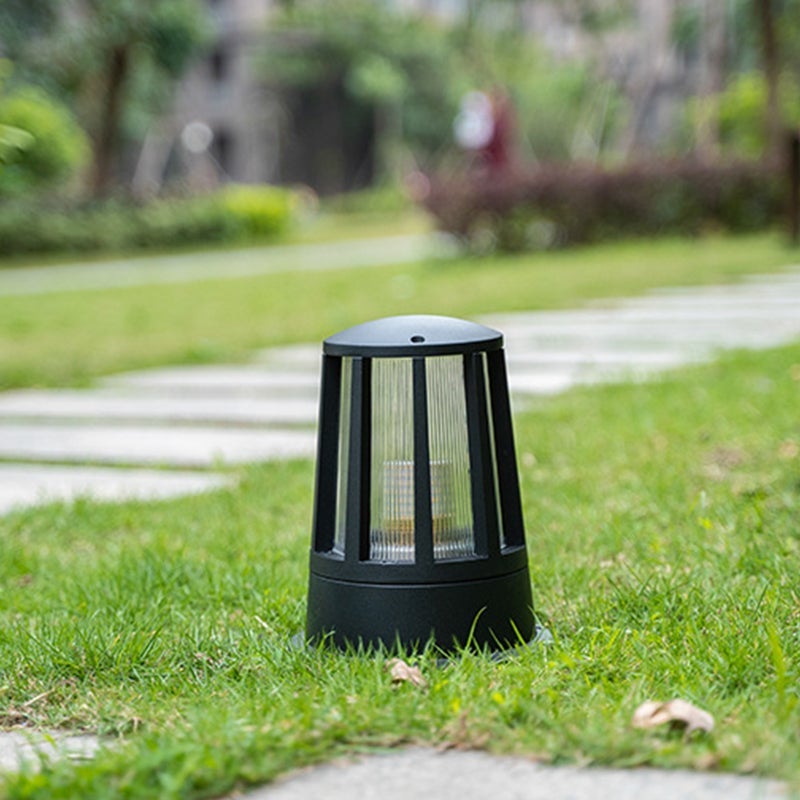 Round Creative Waterproof LED Black Modern Outdoor Pillar Lights