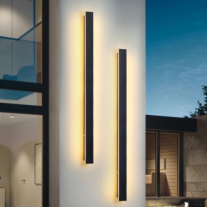 Outdoor Long Strip Waterproof Metal Black Modern Outdoor Wall Lights