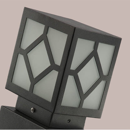 Square Stainless Steel LED Waterproof Black Modern Outdoor Light Post Lamp