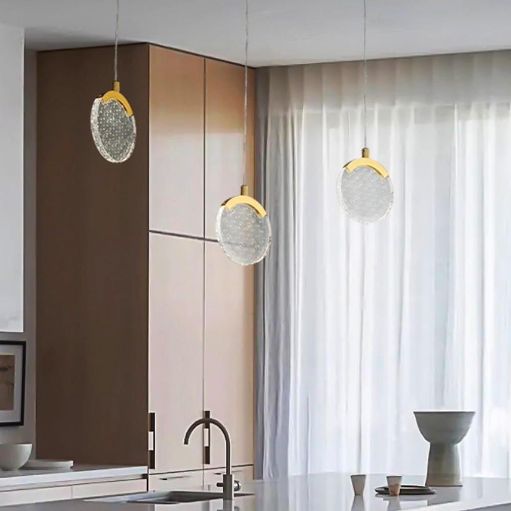 Artistic Circular Acrylic Copper LED Nordic Pendant Lighting Hanging Lamp