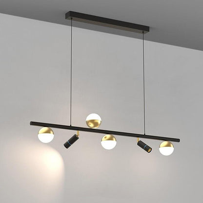 6/8-Light Black Island Horizontal Suspension Linear Pendant Light