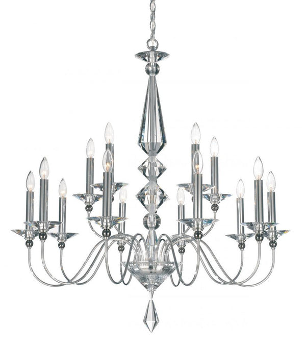 Chandelier, 15-Light, Polished Silver, Clear Optic Crystal, 36"W (9685-40CL MYLL8)