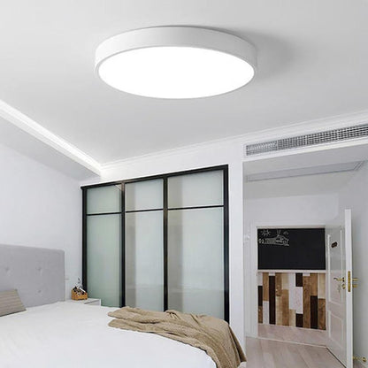 Modern Painted Plastic Matte Black Flush Mount Light with Integrated Dimmable LED Light