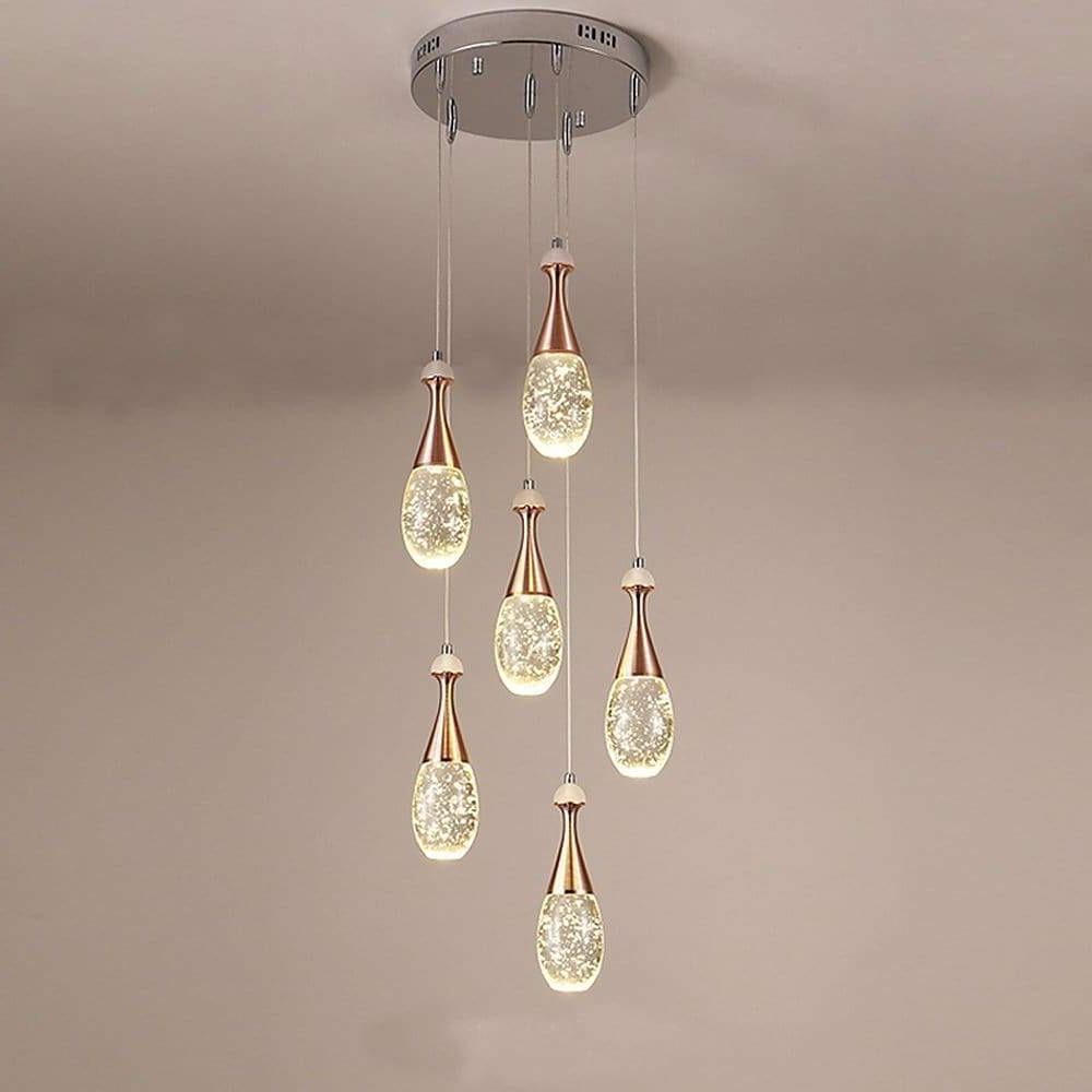 Mini Crystal Electroplated Metal LED Modern Pendant Light Hanging Lamp