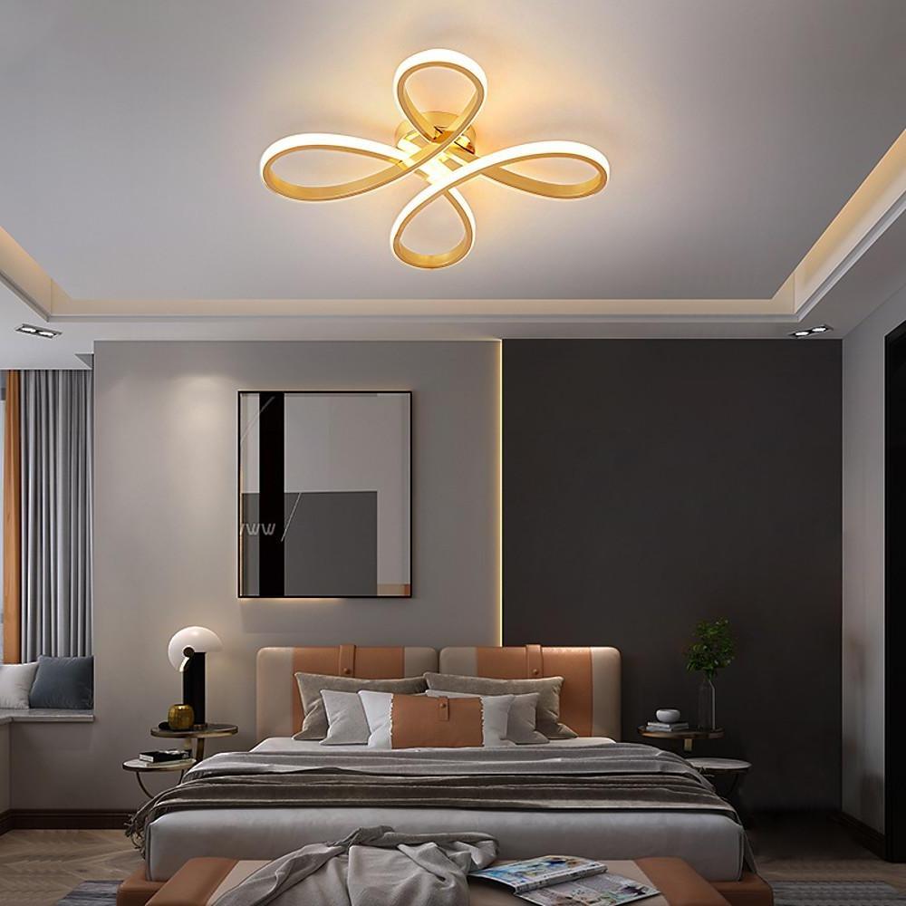 Linear Flower Shaped LED Gold Modern Ceiling Light Flush Mount Lighting