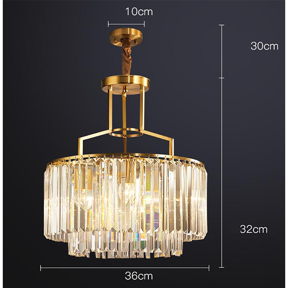 Round Crystal Copper LED Nordic Chandeliers Island Lights Pendant Light