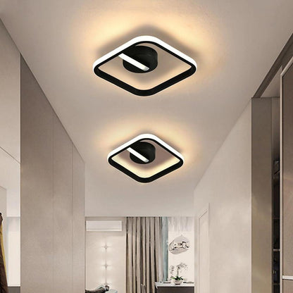 Rounded Corners Triangle Unique Modern Black Flush Mount Light LED Ceiling Light