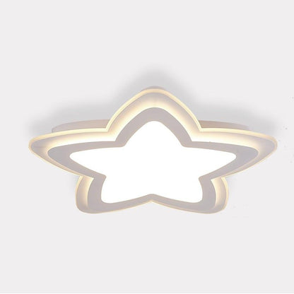 Star Shape Metal Flush Mount White Ceiling Light with a Finish and Single LED Light