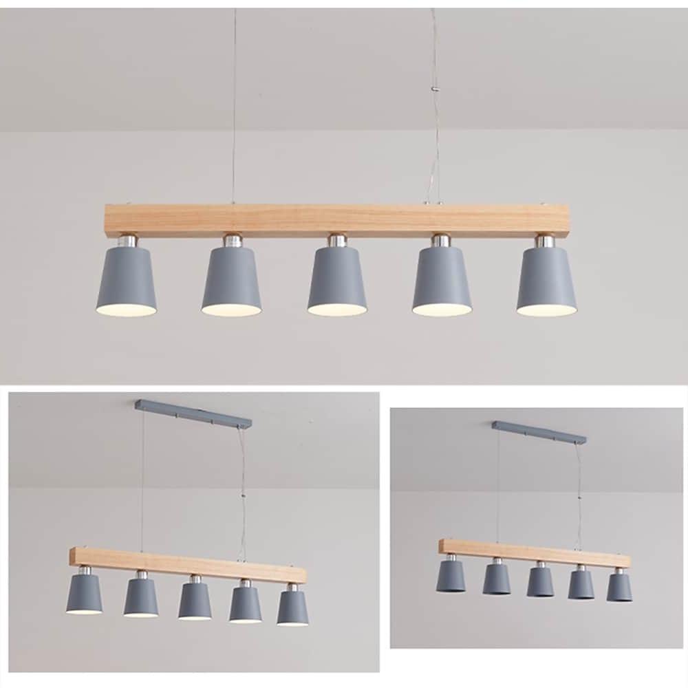 Row Of Lights Farmhouse Pendant Light Metal Wood Bamboo Pendant Lighting