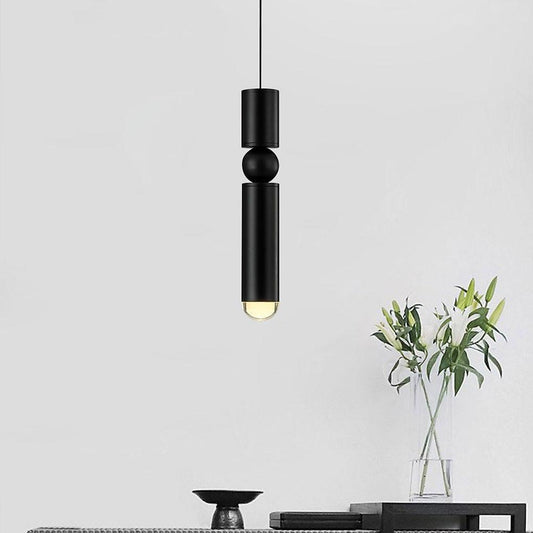 Elongated Cylindrical Electroplated Metal LED Modern Pendant Lighting