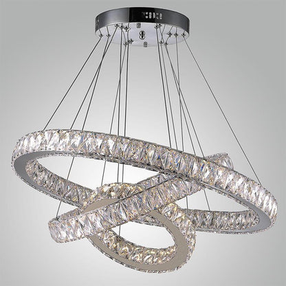 Interwoven Circle Design Chandelier Large Foyer Metal Crystal Ceiling Light