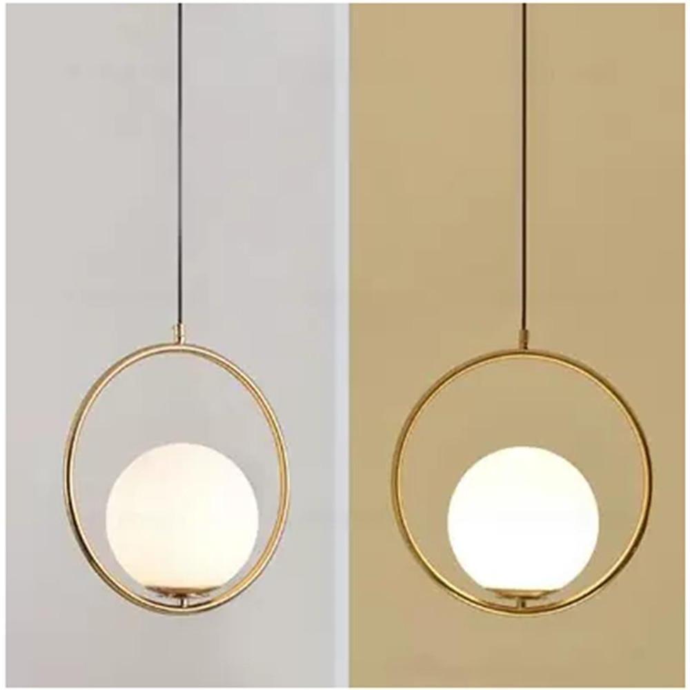 Electroplated Circle Glass Globe LED Nordic Pendant Lighting Hanging Lamp