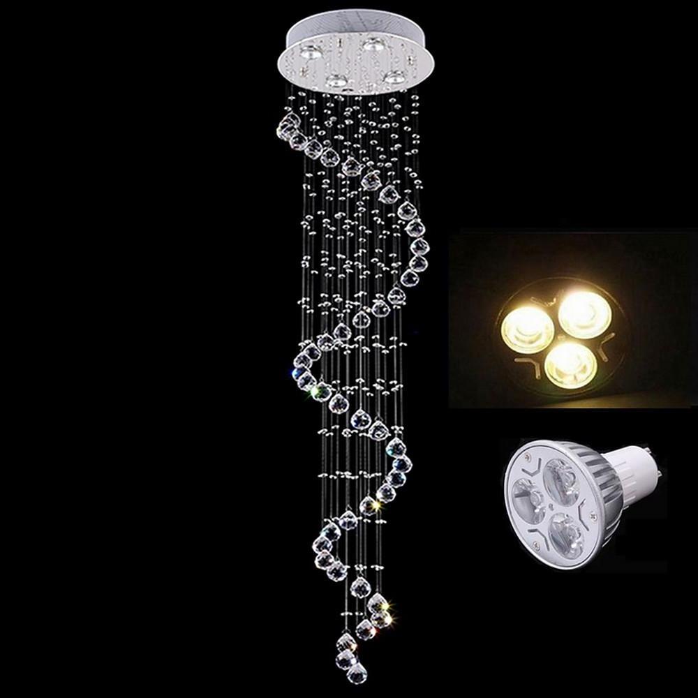 Multi Spiral Contemporary Metal Crystal Living Room Chandelier Light Fixtures