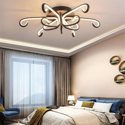 Modern Artistic Octopus-Inspired Flush Mount Ceiling Light with Sleek Curved LED Design