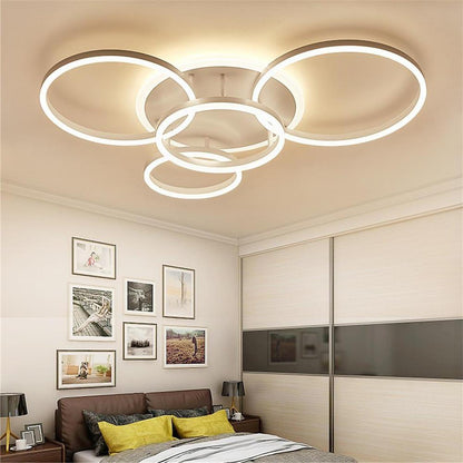 4 Circle Dimmable with Remote LED Modern Flush Mount Ceiling Light Fixtures