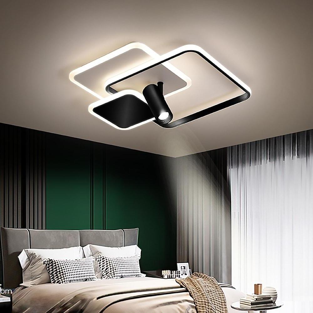 3 Square Metal LED Flush Mount Ceiling Light for Bedroom