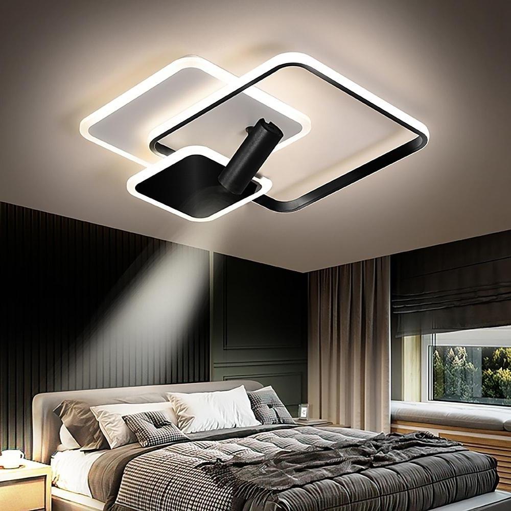 3 Square Metal LED Flush Mount Ceiling Light for Bedroom