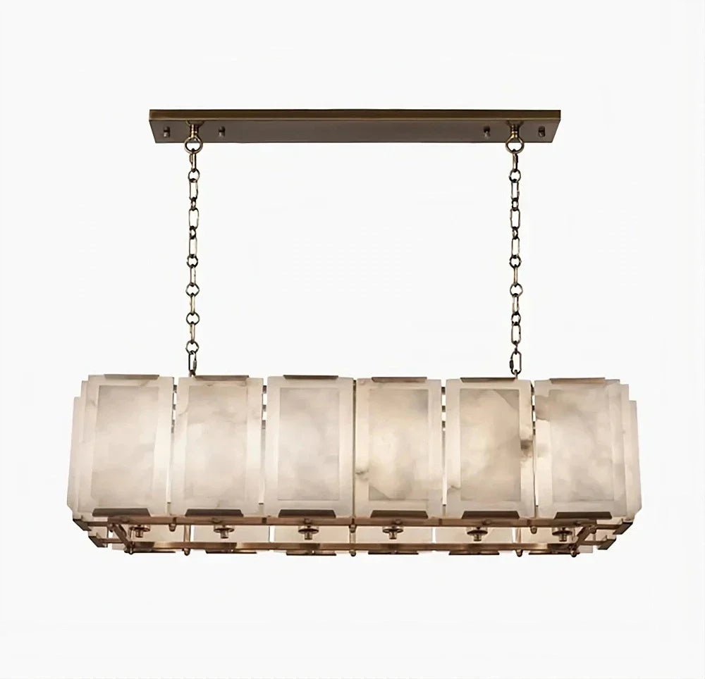 40" Natural Marble Rectangular Chandelier