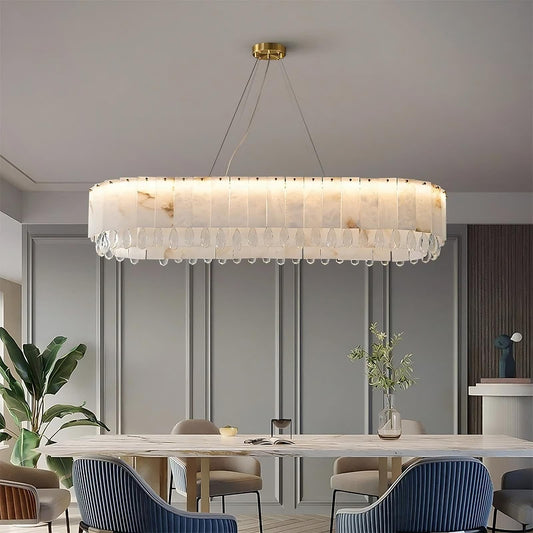 Natural Marble & Crystal Dining Room Chandelier