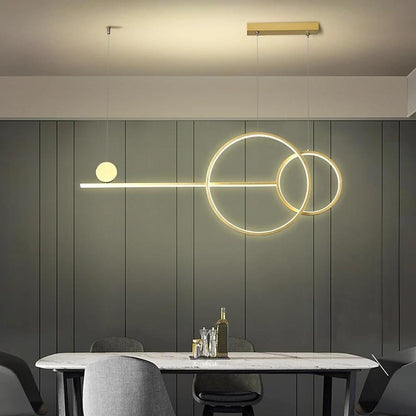 Large Small Circle With Linear Pendant Lighting Modern LED Kitchen Lighting