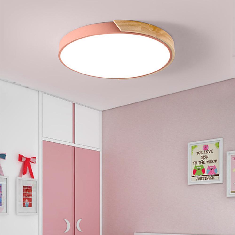 Circular LED Wood Nordic Ceiling Lights Flush Mount Lighting Ceiling Lamp