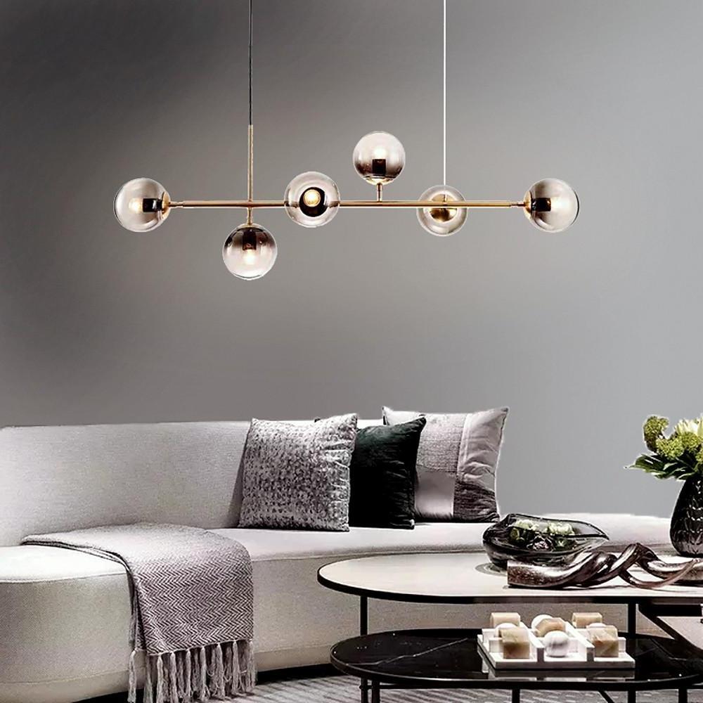 6 Glass Globes LED Electroplated Modern Chandelier Pendant Light Hanging Lamp