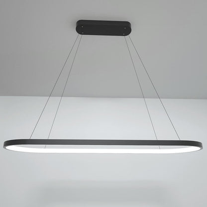 LED Oval Modern Black Pendant Light with Remote Control Artistic Pendant Light