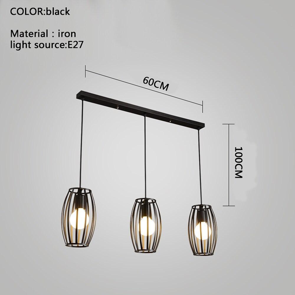 Geometric LED Adjustable Black Vintage Pendant Lighting Chandelier